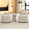 Beige barrel chair with a curved backrest and metal base, designed for comfort and storage in stylish interiors.