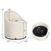Beige barrel chair with hidden storage, 360° swivel, soft velvet upholstery, ideal for bedroom or living room use.