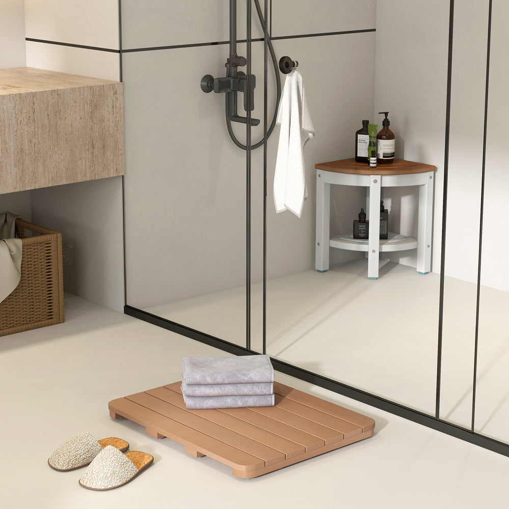 Waterproof HIPS Bath Spa Shower Mat with Non Slip Foot Pads-Brown - Gallery View 1 of 10