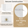 Dual anti-tipping kits and thickened base enhance stability of the 43.5-inch white bathroom cabinet with adjustable.