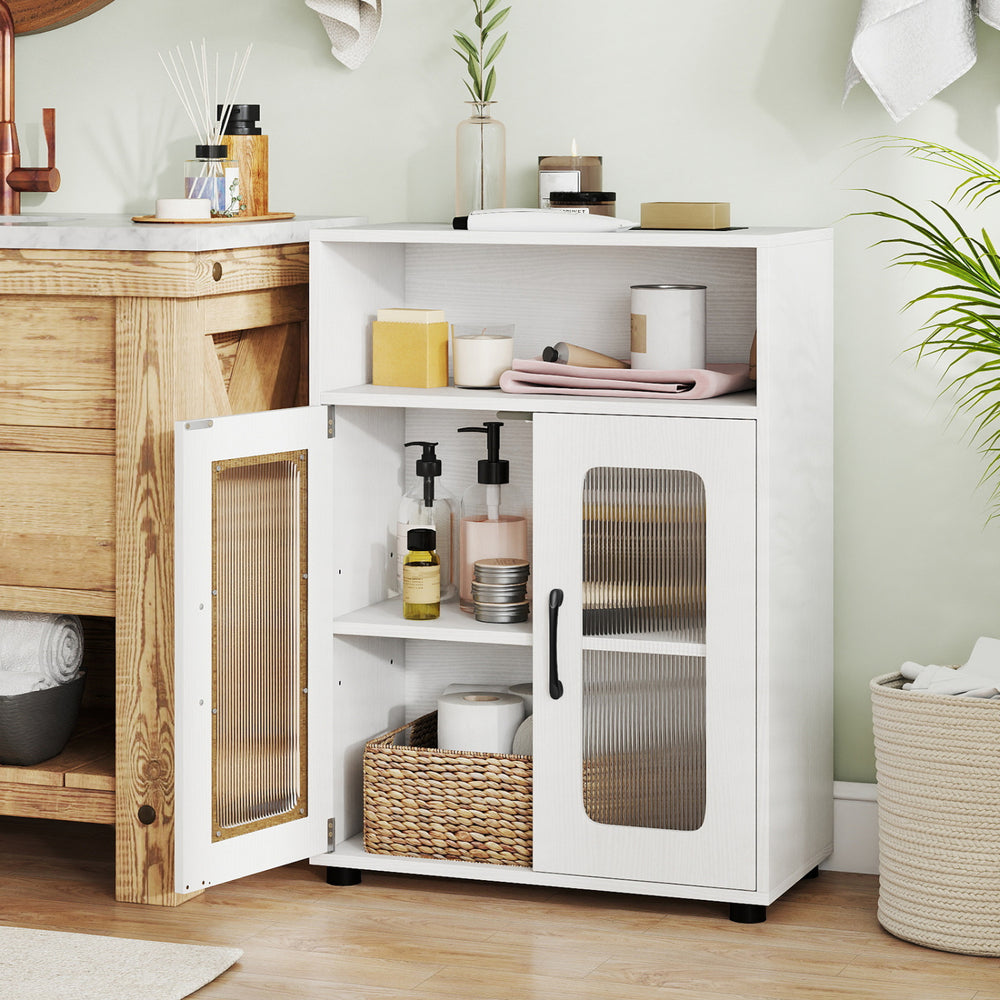 Bathroom Cabinet Freestanding Cabinet with 2 Doors and 3-Level Adjustable Shelf-White - Gallery View 1 of 10