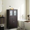 Bathroom Floor Storage Locker Kitchen Cabinet with Doors and Adjustable Shelf-Brown - Gallery View 1 of 9