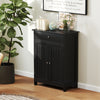Bathroom Floor Cabinet Freestanding Storage Organizer with 2 Doors-Black - Gallery View 1 of 10