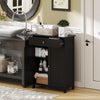 Freestanding black bathroom floor cabinet with 2 doors, drawer, and adjustable shelves for versatile storage.