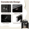 Bathroom floor cabinet features convenient handles, magnetic catch, and anti-slip foot pads for stable storage.
