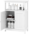 Freestanding white bathroom floor cabinet with open compartment and adjustable shelf for versatile storage solutions.