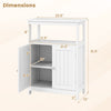 Freestanding white bathroom floor cabinet with open compartment and adjustable shelf, ideal for versatile storage.