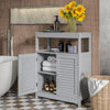 Freestanding Bathroom Floor Cabinet with Double Shutter Doors-Gray - Gallery View 1 of 9
