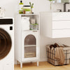 Bathroom Floor Cabinet Wood Side Storage Organizer with Adjustable Shelf-White - Gallery View 1 of 10