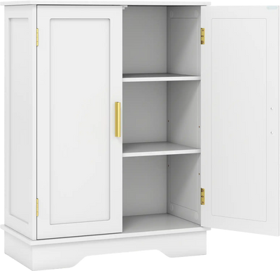Costway Bathroom Floor Storage Cabinet 2 Doors Adjustable Shelves 137628549 New