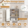 Bathroom floor storage cabinet in white with two doors, adjustable shelves, and ample storage for organized essentials.