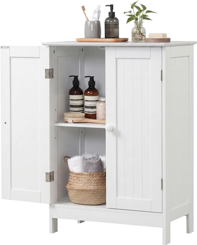 Costway 2-Door Freestanding Wooden Bathroom Storage Cabinet Adjustable Shelf 34261085 New
