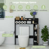 Bathroom over the toilet storage organizer in black featuring a single door cabinet and two open compartments for.