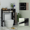 Bathroom over the toilet storage organizer in black with adjustable shelves and anti-toppling design for efficient.