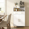 Freestanding white bathroom storage cabinet showcases a sleek design with two doors and ample space for versatile organization.