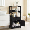 Bathroom Storage Cabinet with Open Shelves and Drawer-Black - Gallery View 1 of 4