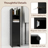 Slim black bathroom cabinet with adjustable shelves, magnetic door catch, and anti-slip foot pads for space-saving.