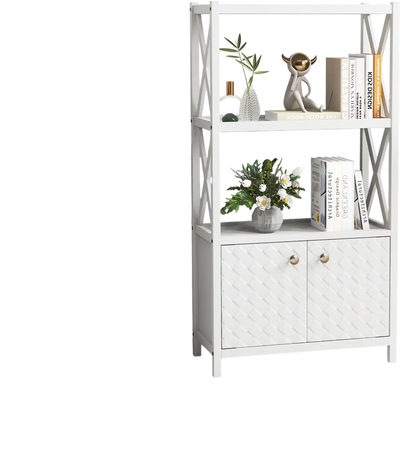 Costway Bathroom Storage Cabinet Open Shelves Double Doors White 71589236 New