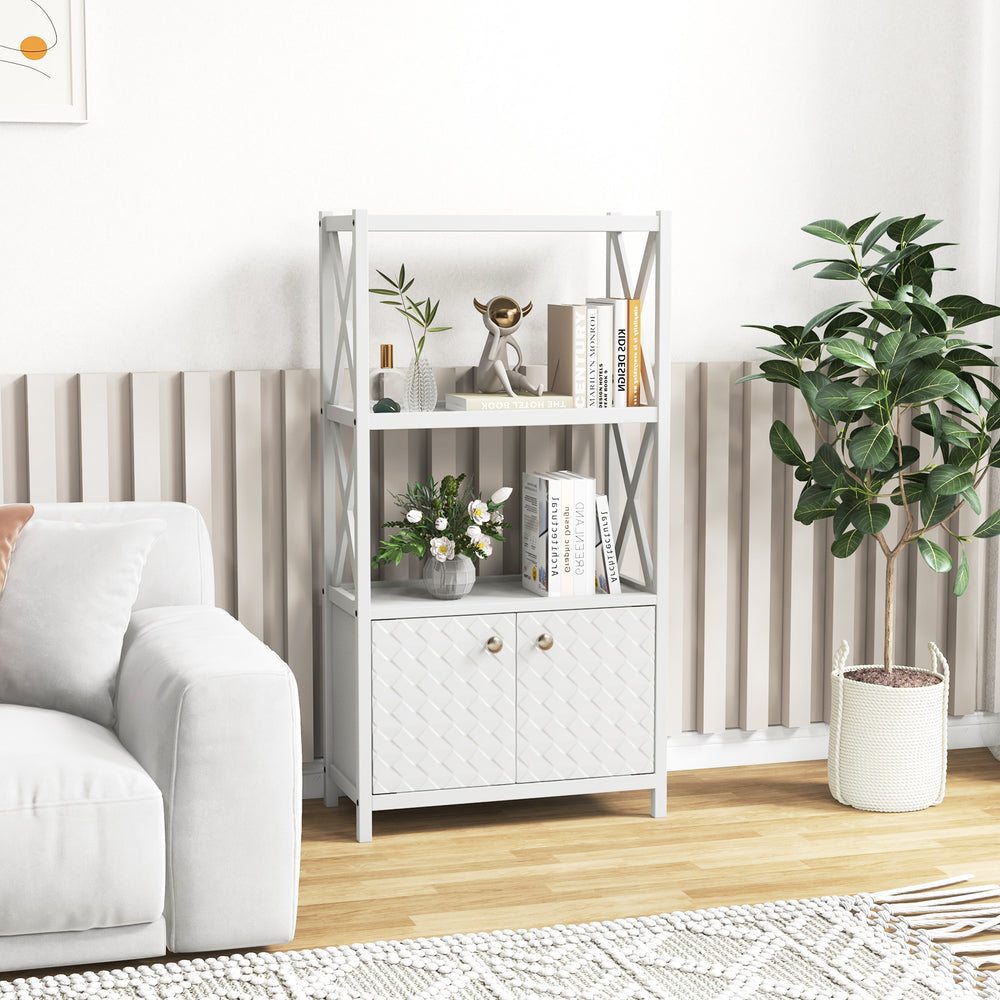 Bathroom Storage Cabinet with Open Shelves and Double Doors-White - Gallery View 1 of 10