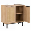 Bathroom Vanity Cabinet with U-Shaped Cut-Out 2 Rattan Doors and Shelf-Natural - Gallery View 1 of 2