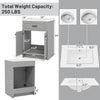 Bathroom vanity unit in gray with a ceramic basin, two doors, and soft close hinges for elegant storage solutions.