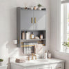 Bathroom Wall Cabinet Wall Mounted Medicine Cabinet with Towel Bars-Grey - Gallery View 1 of 11