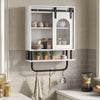 Bathroom Wall Cabinet with Sliding Barn Door and Metal Hanging Bar with 3 Hooks-White - Gallery View 1 of 9