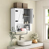 Bathroom wall cabinet with towel bar, white farmhouse design, adjustable shelves, and open storage for organized.