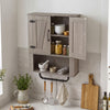 Bathroom Wall Cabinet with 2 Barn Doors and Towel Bar and 3-Tier Wooden Storage-Gray - Gallery View 1 of 9