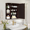 Bathroom wall cabinet with mirror featuring 4 enclosed shelves and 6 open shelves for organized storage and easy access.