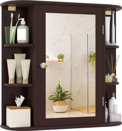 Costway Bathroom Wall Cabinet Mirror Door Adjustable Shelves 62256913 New