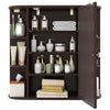 Bathroom wall cabinet with mirror features 4 enclosed shelves and 6 open shelves for versatile storage and easy access.