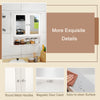 Bathroom wall mount mirror cabinet organizer in white with round metal handles and magnetic door catch for stylish.