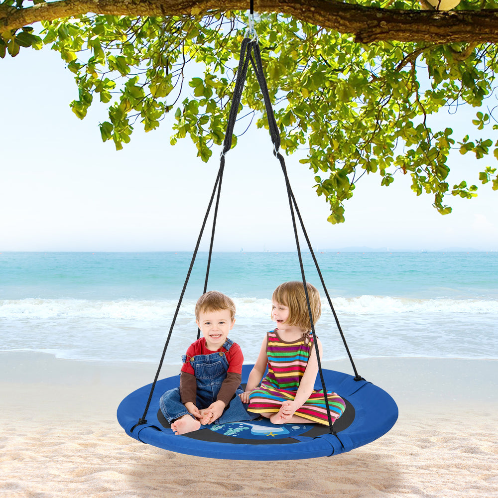 40 Inches Saucer Tree Swing with Adjustable Hanging Ropes and 900D Oxford Fabric-Whale - Gallery View 1 of 10