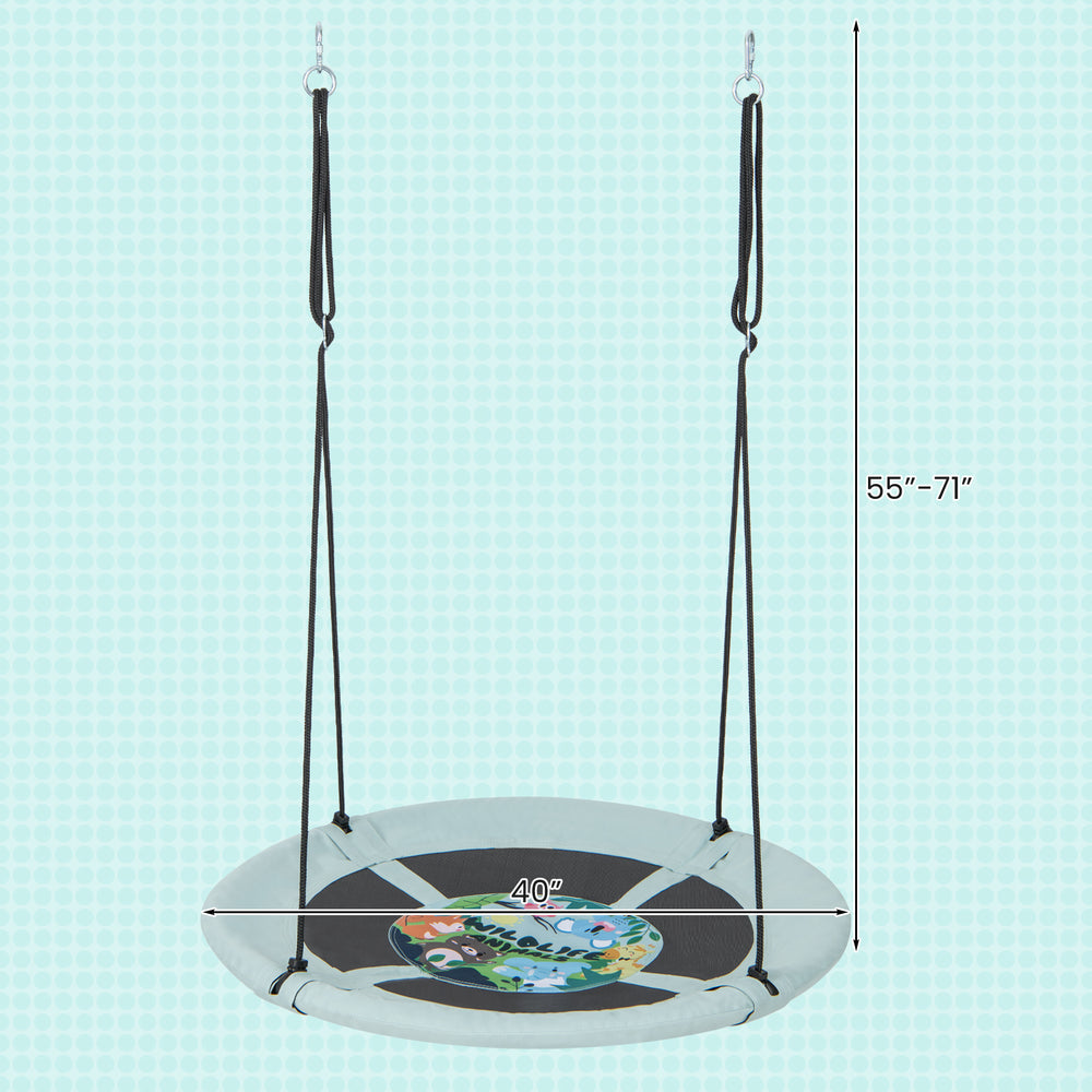 40-inch saucer tree swing with adjustable ropes, made of 900D oxford fabric, perfect for outdoor fun for kids.