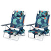 Beach Chairs Set of 2 Portable Folding Backpack Recliners with 5-Position Backrest and Padded Headrest-Green - Gallery View 1 of 1