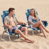 Beach Chairs Set of 2 Portable Folding Backpack Recliners with 5-Position Backrest and Padded Headrest-Peacock Blue - Gallery View 1 of 10