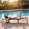 Beach Chaise Lounge Chair with Face Hole and Removable Pillow-Beige - Gallery View 1 of 8