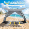 Beach tent sun shelter with double-layer mesh windows and UPF50+ protection, ideal for family outings on the beach.
