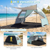 Beach tent sun shelter in green with extended canopy for UPF50+ protection, spacious for 5-6 people, ideal for outdoor.
