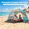Beach Tent Sun Shelter with Canopy with Extended Floor and Vent Windows-Blue - Gallery View 1 of 10