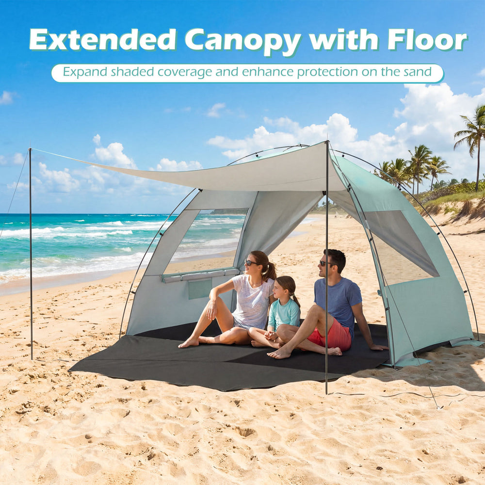 Beach Tent Sun Shelter with Canopy with Extended Floor and Vent Windows-Green - Gallery View 1 of 10