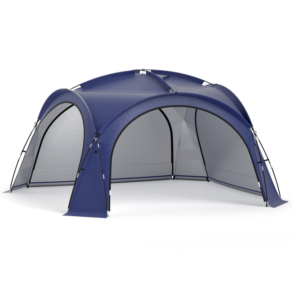 Extra large blue beach tent for 12-15 people features removable sidewalls and UPF 50+ sun protection for outdoor events.