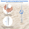 Spiral sand anchor for 6.5 FT beach umbrella, designed for easy setup and secure placement in sand.