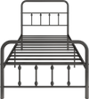 Twin size black bed frame with headboard, featuring 12 metal slats and 12.5" under bed storage for vintage elegance.