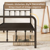 Twin size black bed frame with headboard, featuring classic Victorian style and under bed storage for vintage elegance.