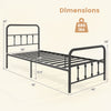 Twin size black bed frame with headboard, featuring 12.5" under bed storage and classic Victorian style dimensions.