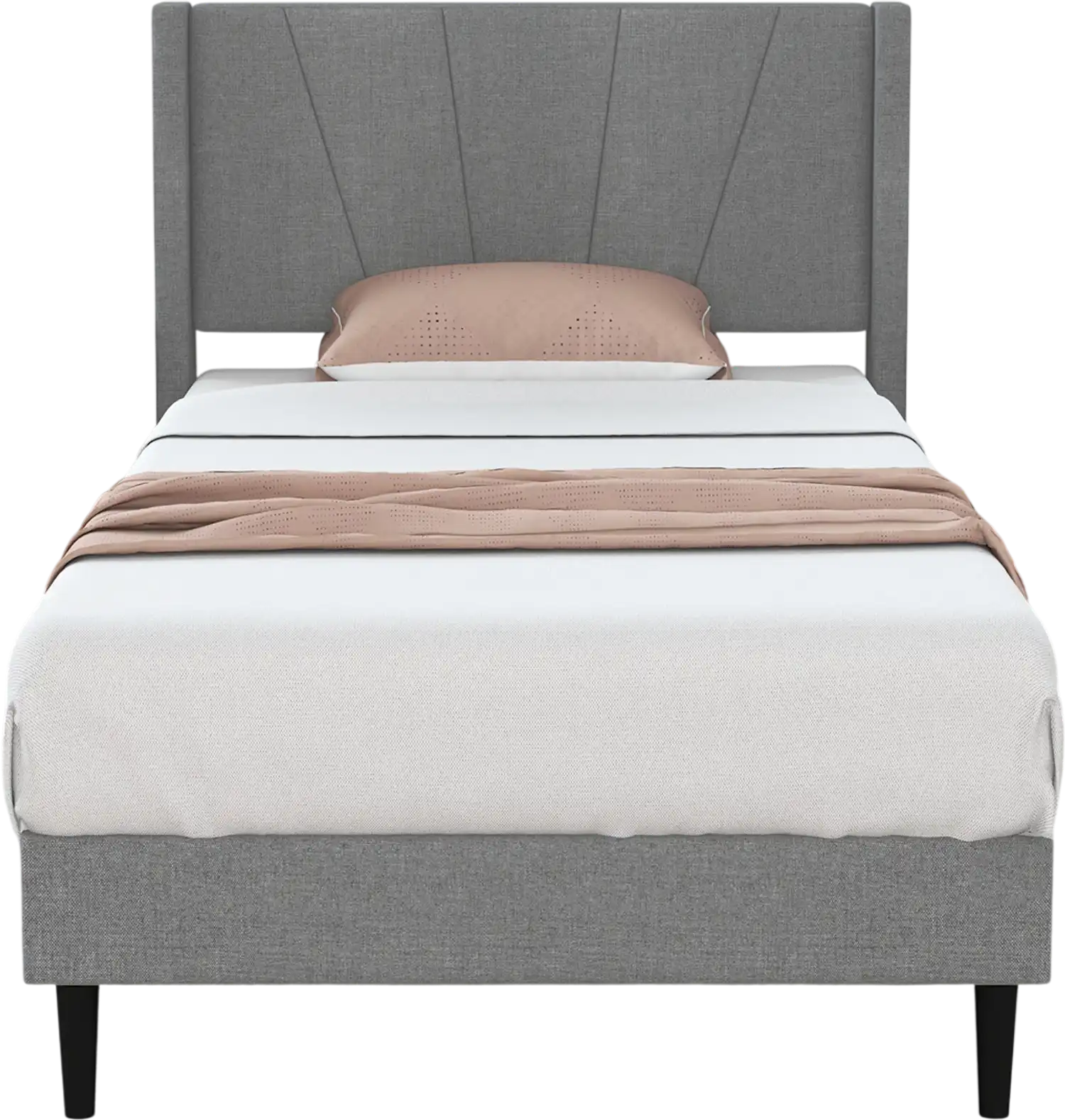 Costway Linen Upholstered Wingback Headboard Twin Bed Frame 15634829 New