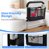 Bed rail for elderly adults featuring a heavy-duty metal frame, adjustable height, and mesh pocket for easy item access.