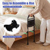 Height adjustable bed rails for elderly adults, featuring a padded handrail and safety strap for added stability.